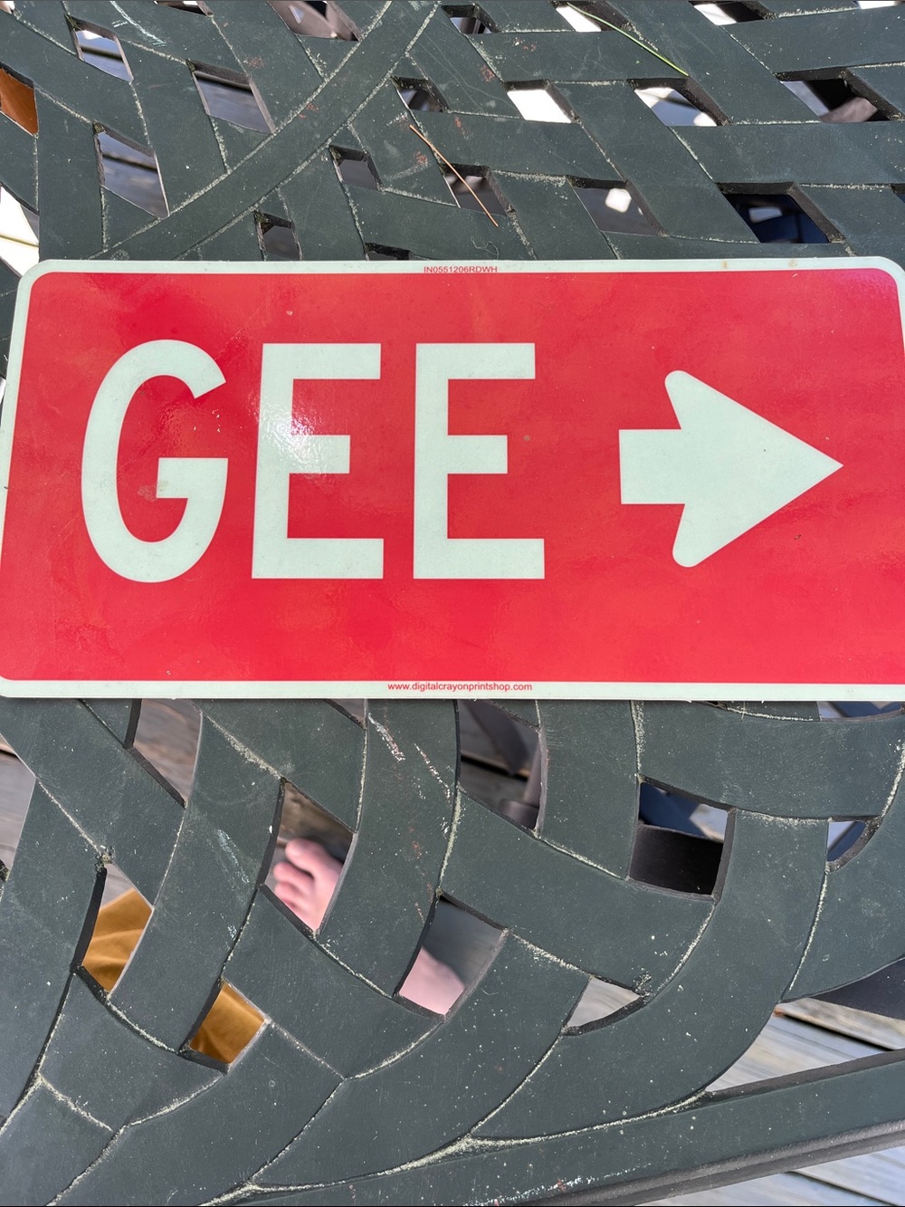 New! Trail Sign "Gee" (Right) Mushing Command Dog Sledding Sled Husky